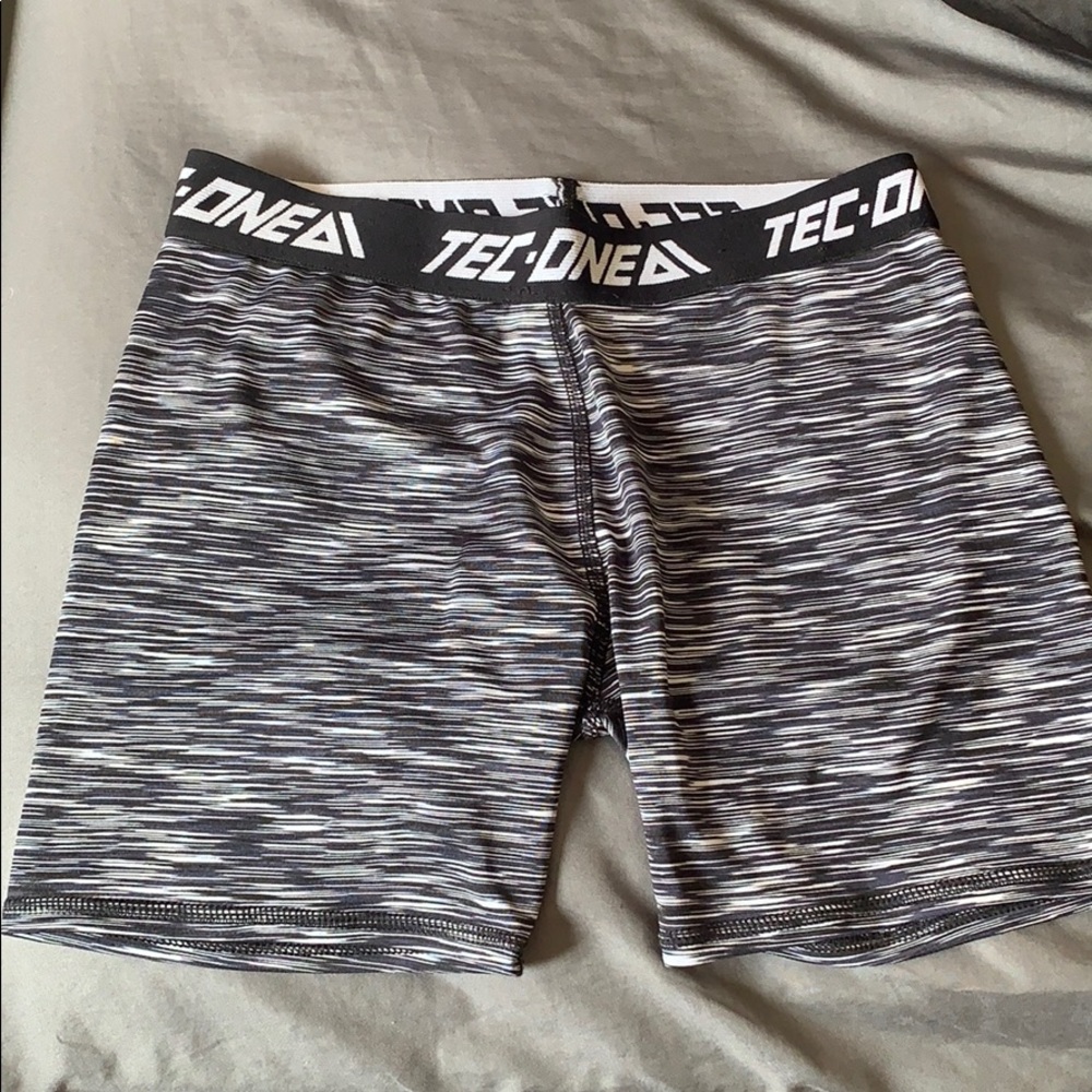 Tec one black& white spandex shorts